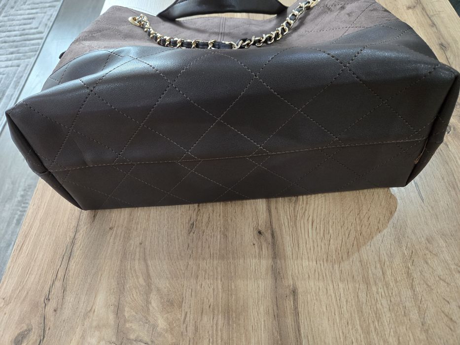 Чанта кожа и велур