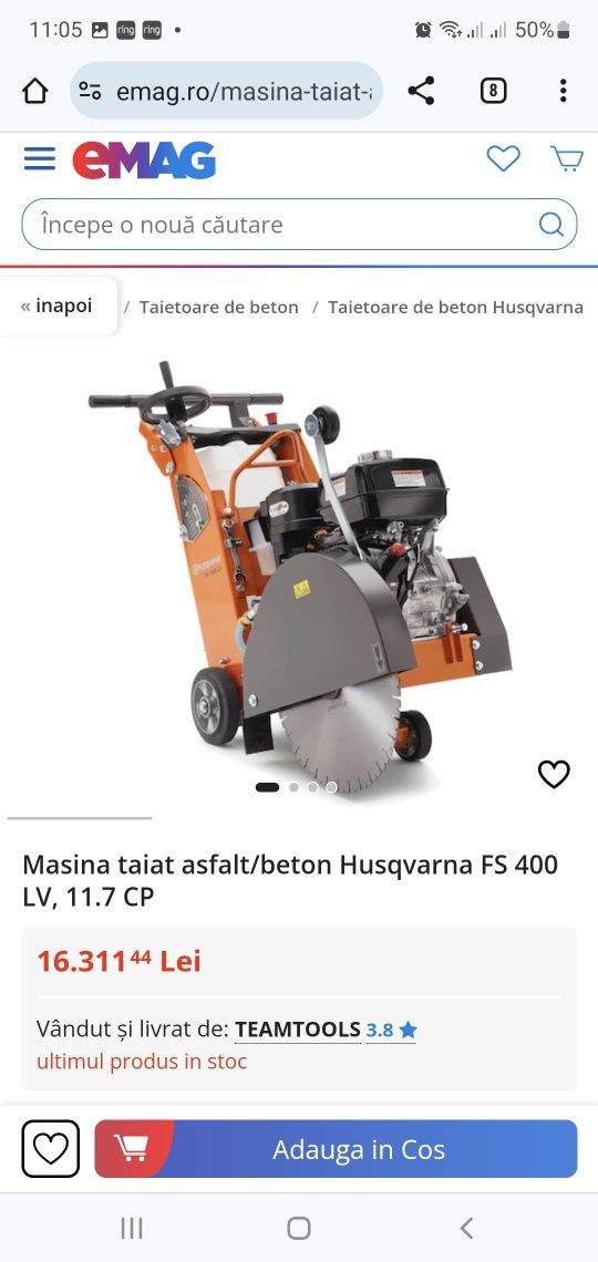 Mașină de tăiat beton/asfalt Husqvarna FS 400 LV