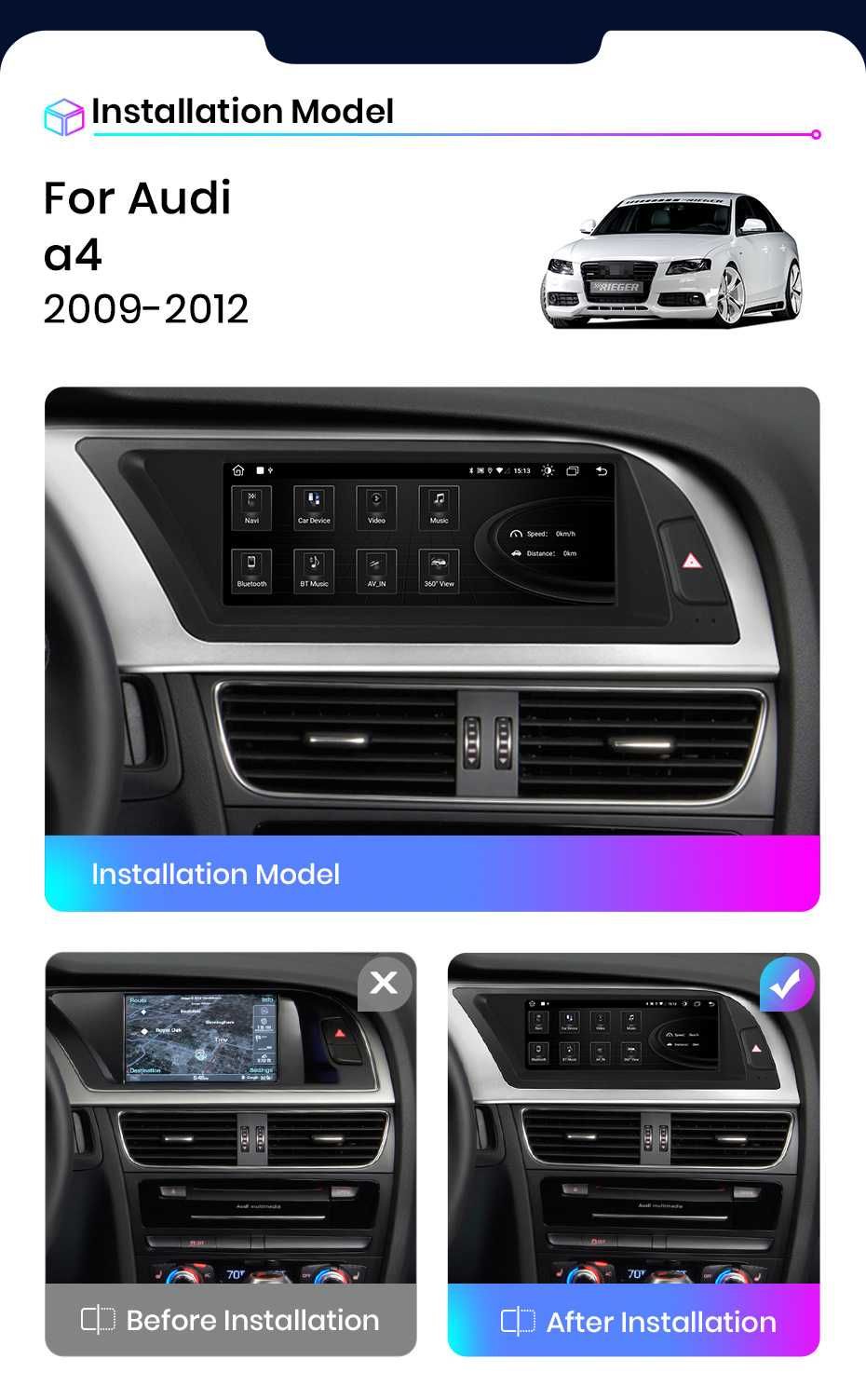 Navigatie Android 11 Audi A4 B8 2009-2016 4GB Ram Carplay