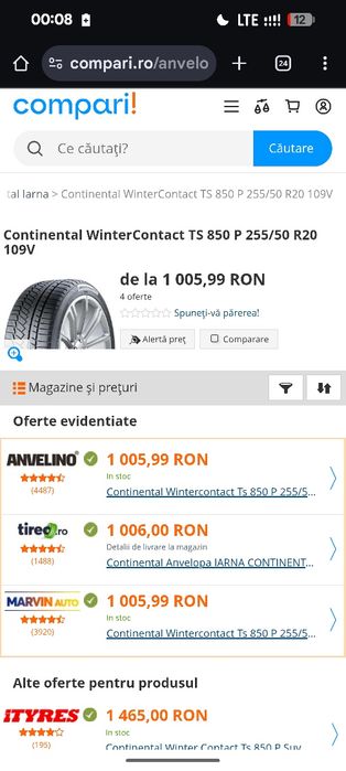 255/50R20 Continental 6mm stare buna