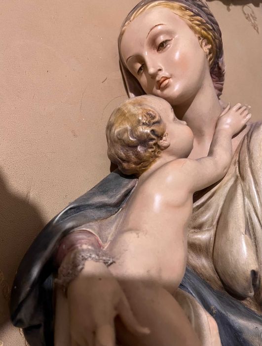 Superba aplica portelan-Madona cu pruncul-A.Borsato-Milano