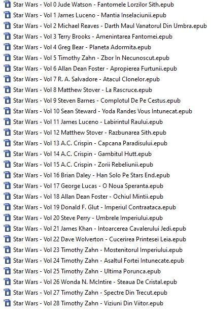 Colectia Star Wars in format digital (fisiere epub)