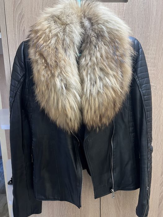 Дамско яке естествена кожа / естествен косъм