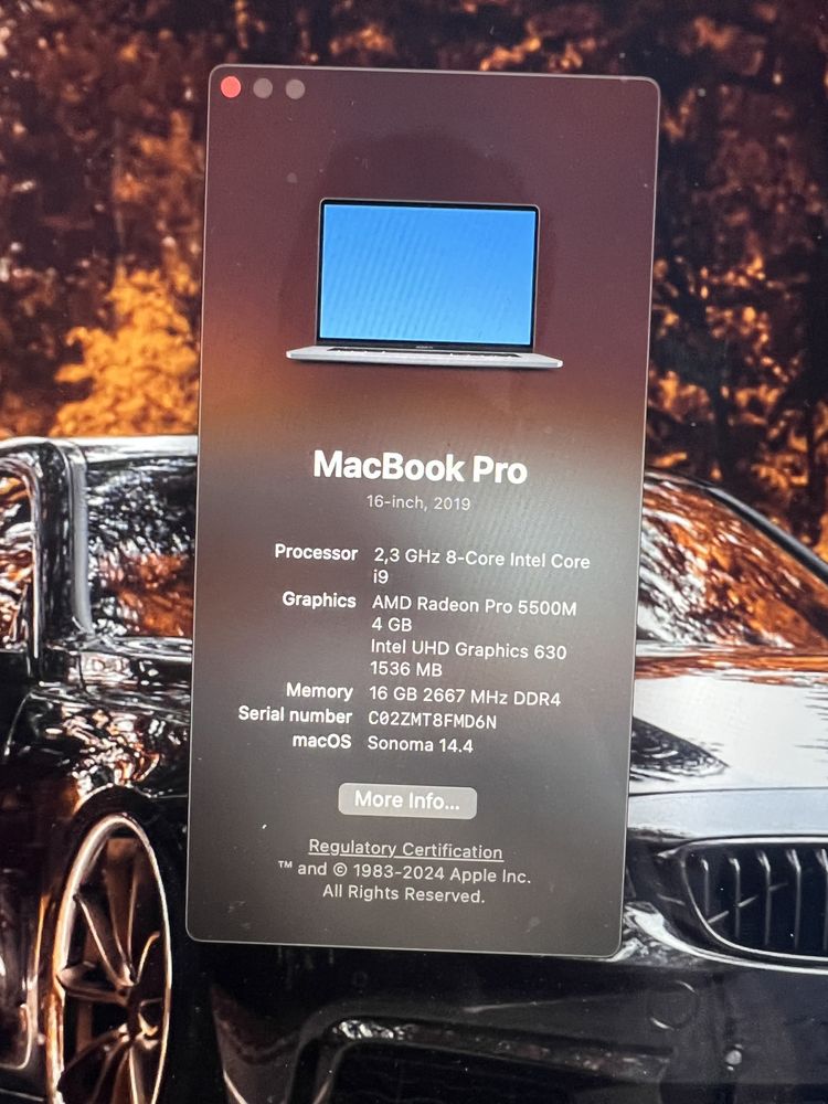 vand MacBook Pro 16 inch, 2019, i9, Amd Pro 1TB