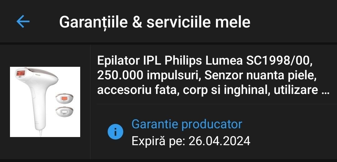 Vand epilator IPL Philips Lumea SC1998/00