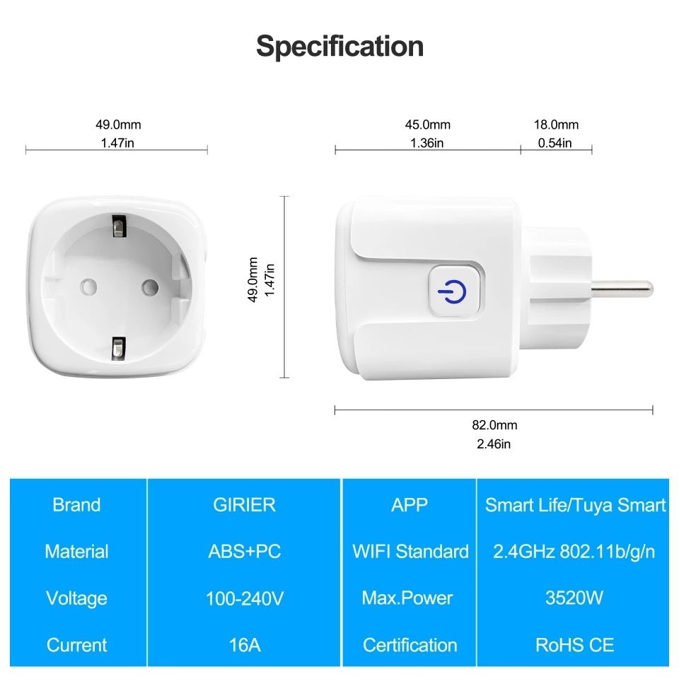 Smart wifi контакт 20A