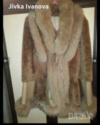 Дамско палто,естествена кожа и яка от лисица