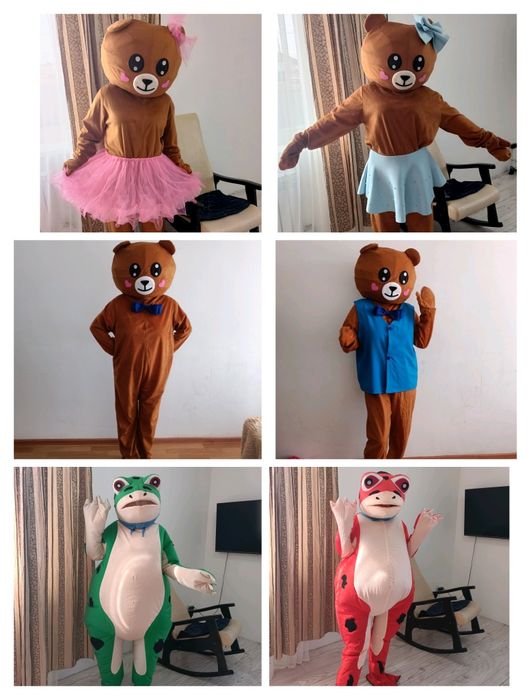 Костюмы ростовых медведя, лягушки