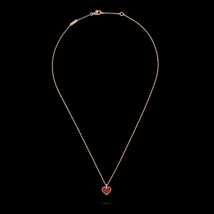 Van Cleef & Arpels VCA Rose Gold Sweet Alhambra Red Heart Дамско Колие