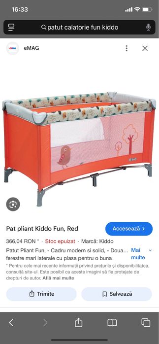 Patut pliabil pentru calatorii