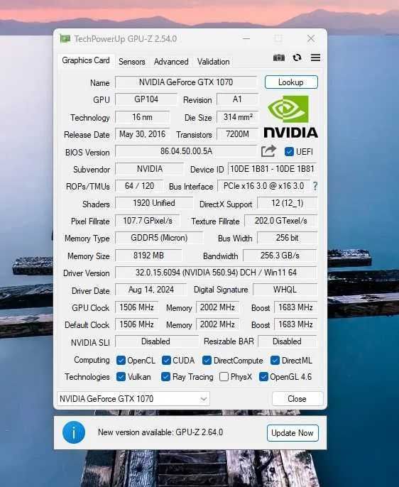 Видеокарта Palit 1070