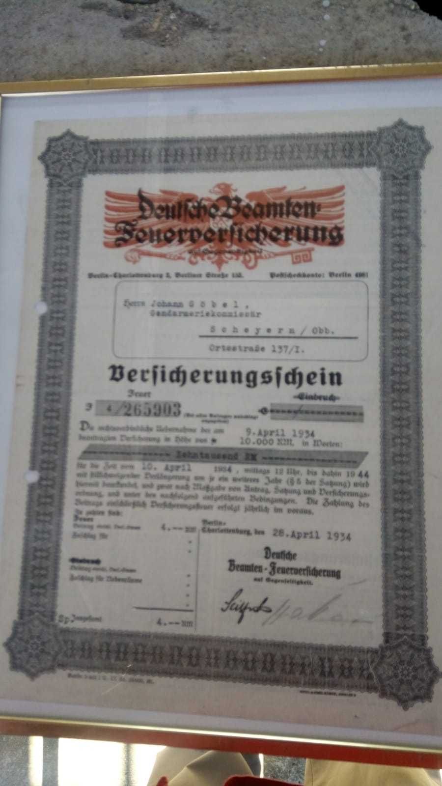 Asigurare medicala comisar jandarmi Germania 1934
