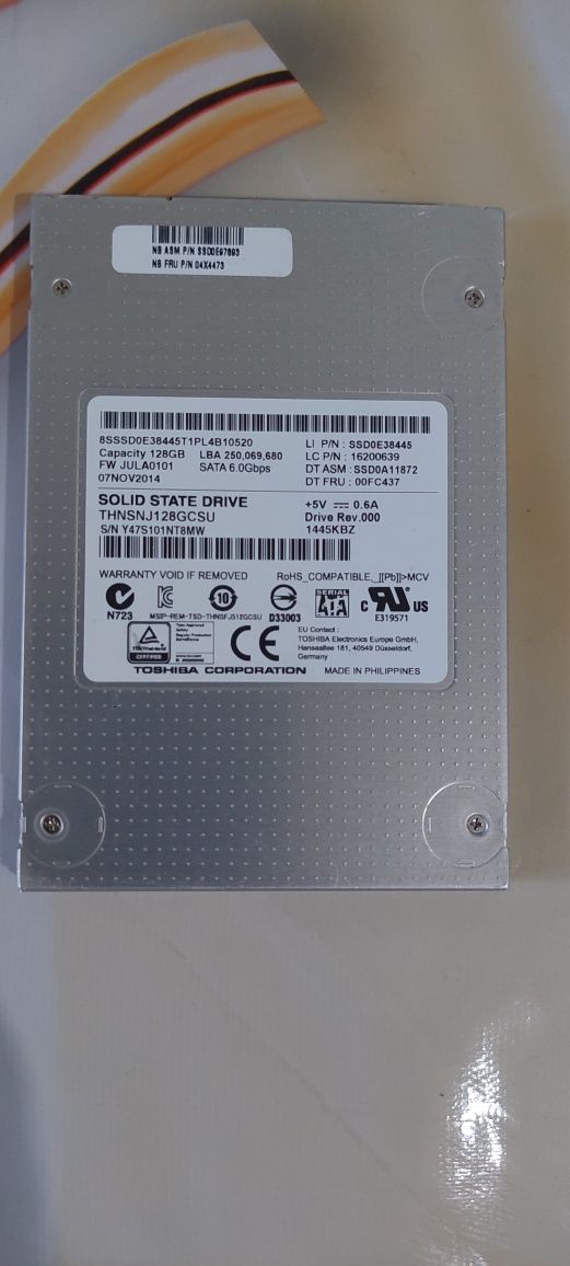 Жёсткие диски SSD Toshiba 128Gb, Seagate 5