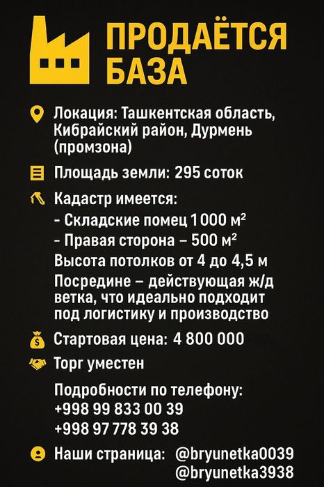 Продаётся промзона, Дурмень, с ЖК веткой