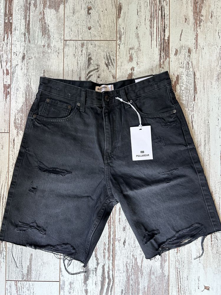 Черни къси дънки на pull and bear