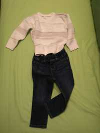 Outfit/set Gap jeansi si pulover pentru fetite 2 ani