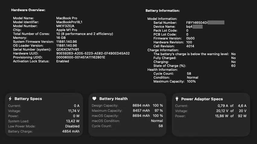 MacBook Pro 16 M1 Pro 2021 16GB 1TB Baterie 100%