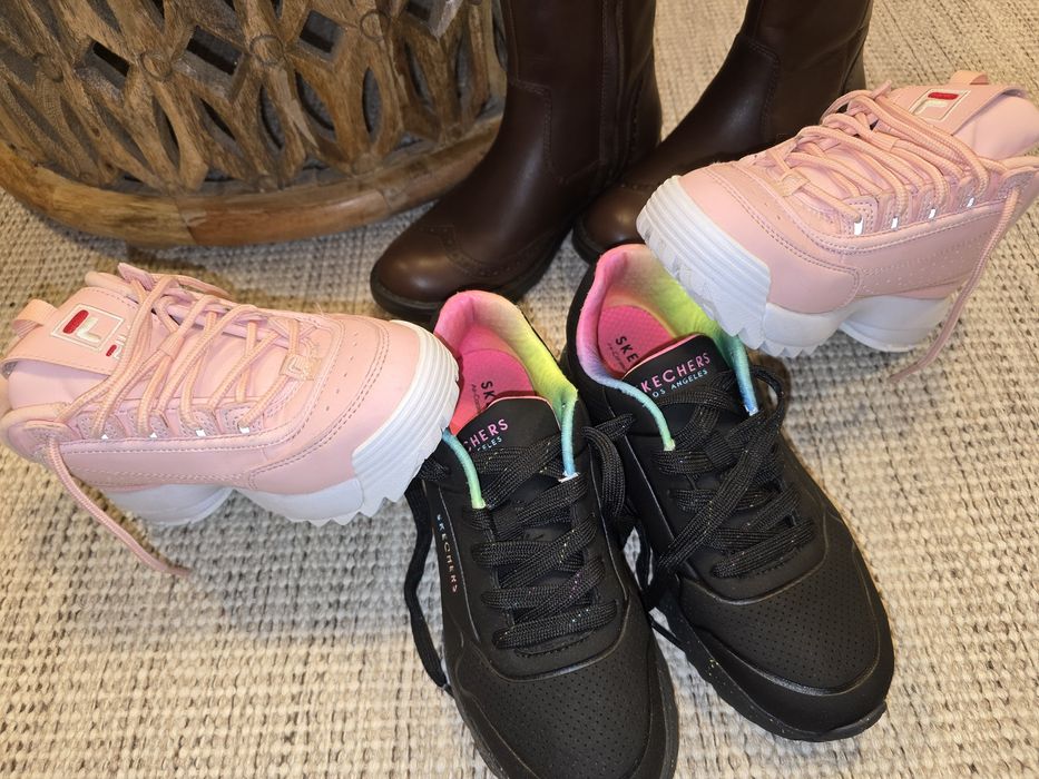 Cizme piele Geox marime 35, Adidasi fete Skechers, marime 35