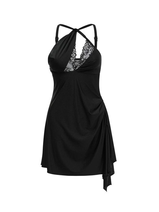 Рокля Miss Rosier “Juana lace-detail asymmetrical mini dress”