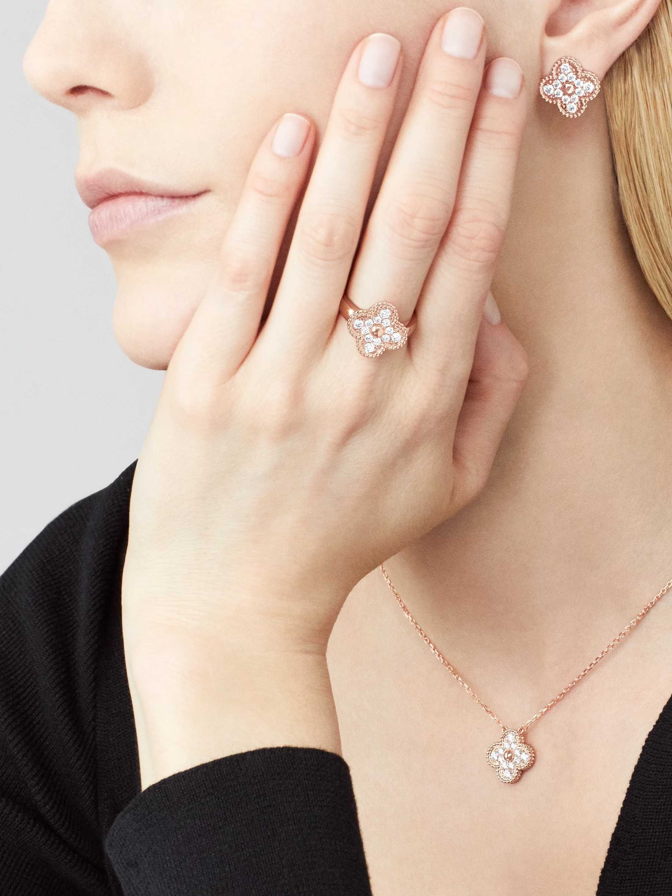 Van Cleef & Arpels VCA Rose Diamond Alhambra Clover Дамски Пръстен