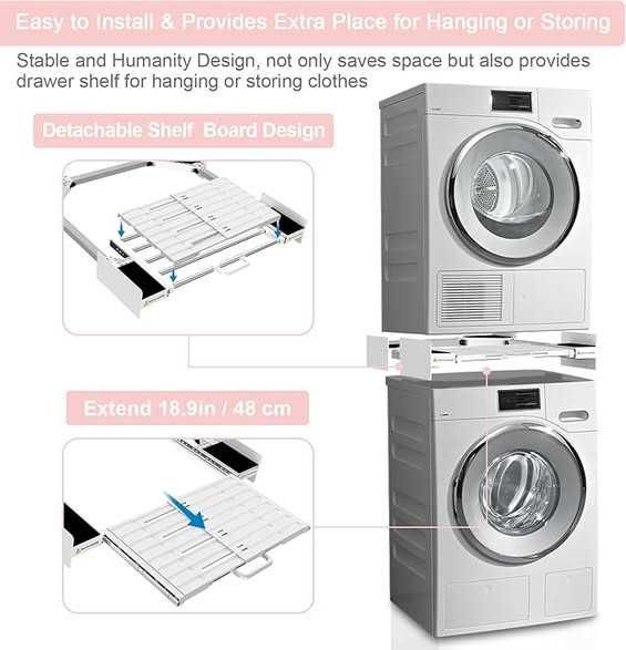 Kituri de stivuire pentru mașini de spălat NIUXX cu raft glisant