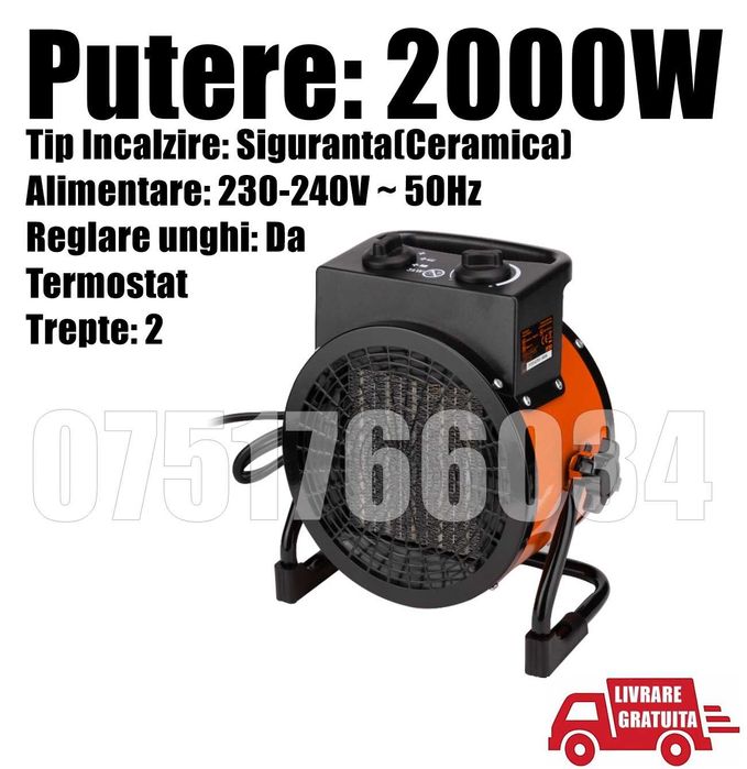 Aeroterma Suflanta Caldura Incalzire Aer Cald 2 kw Ceramica