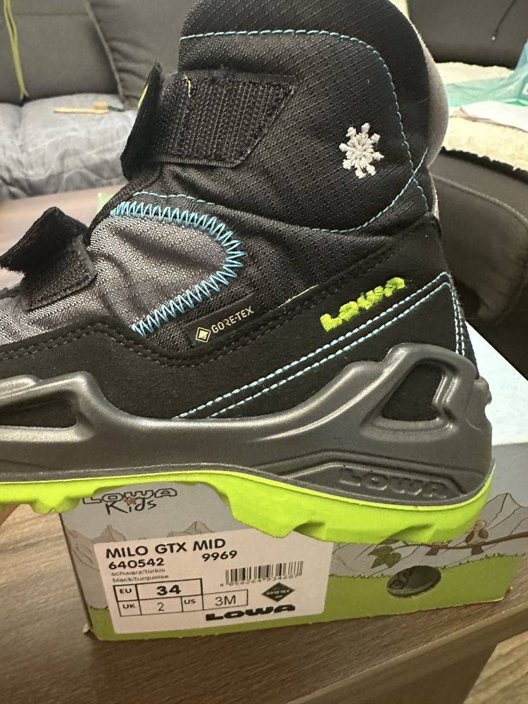Bocanci Milo Evo GTX Mid Jr-black/turquoise-34