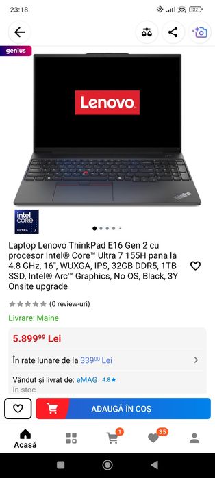 Schimb cu telefon, ofer diferență, sau vând Laptop Lenovo ThinkPad E16