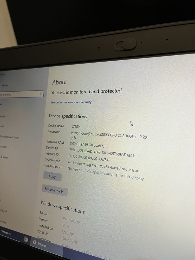 Dell Latitude E7250 12” Laptop i5/8GB/256SSD