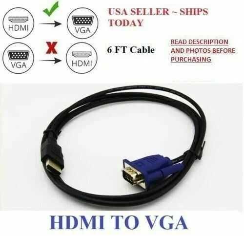 HDMI Male la VGA Male Video Convertor pt PC DVD 1080p HDTV 1m. Nou!