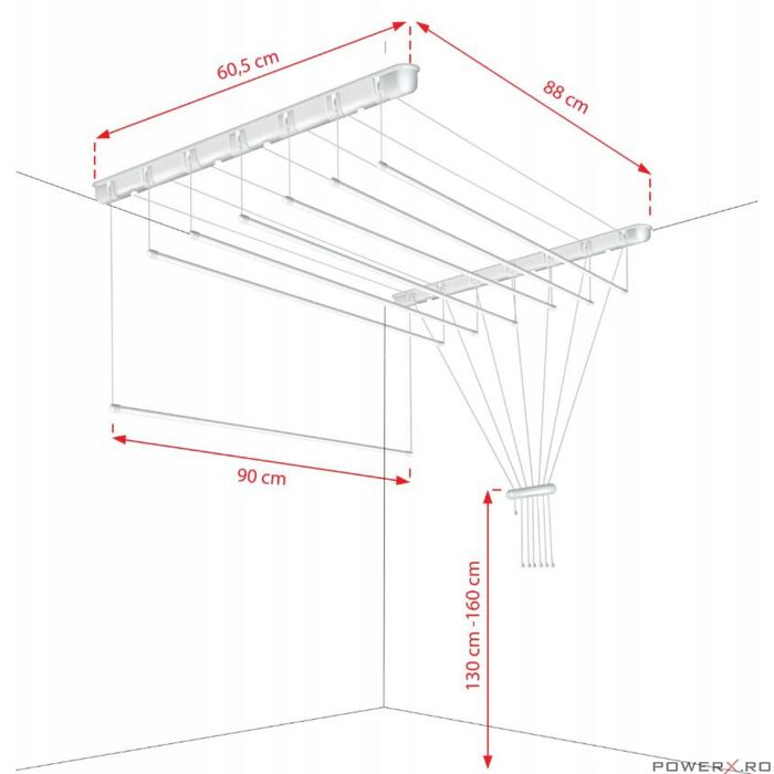 Uscator rufe de tavan 7x90 cm, Sepio