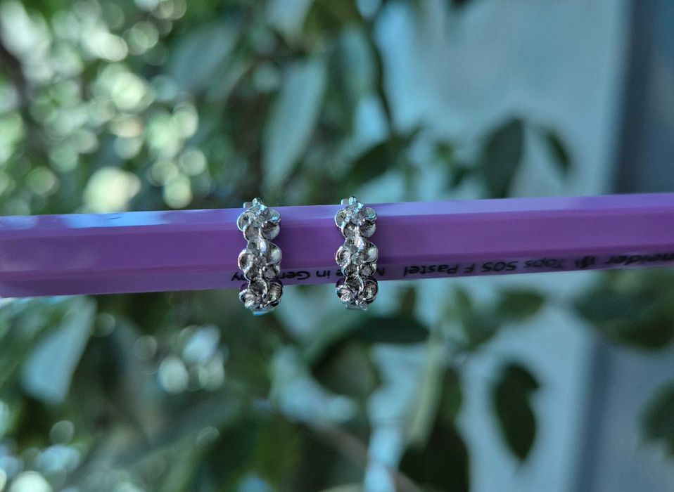 Нови сребърни обици сребърни обеци сребърни халки с камъчета