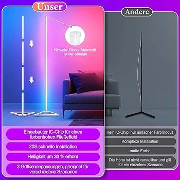 Lampa LED RGBIC pentru living, dimmable, 140 cm, 16 milioane culori