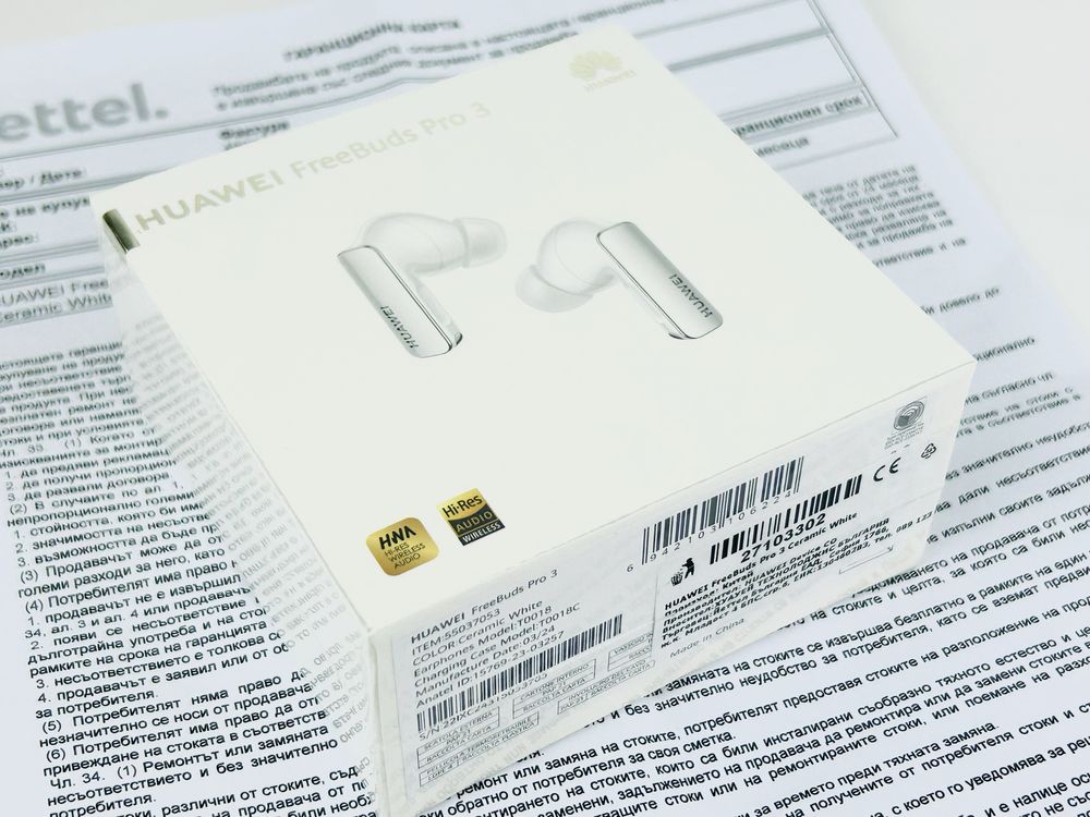 НОВ! Huawei FreeBuds Pro 3 Ceramic White / Silver Frost 3г. Гаранция!