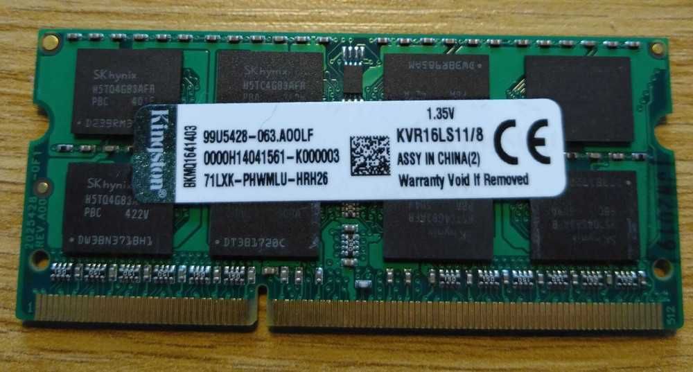 Memorie Laptop Kingston 8GB DDR3 PC3L-12800S 1600Mhz 1.35V CL11