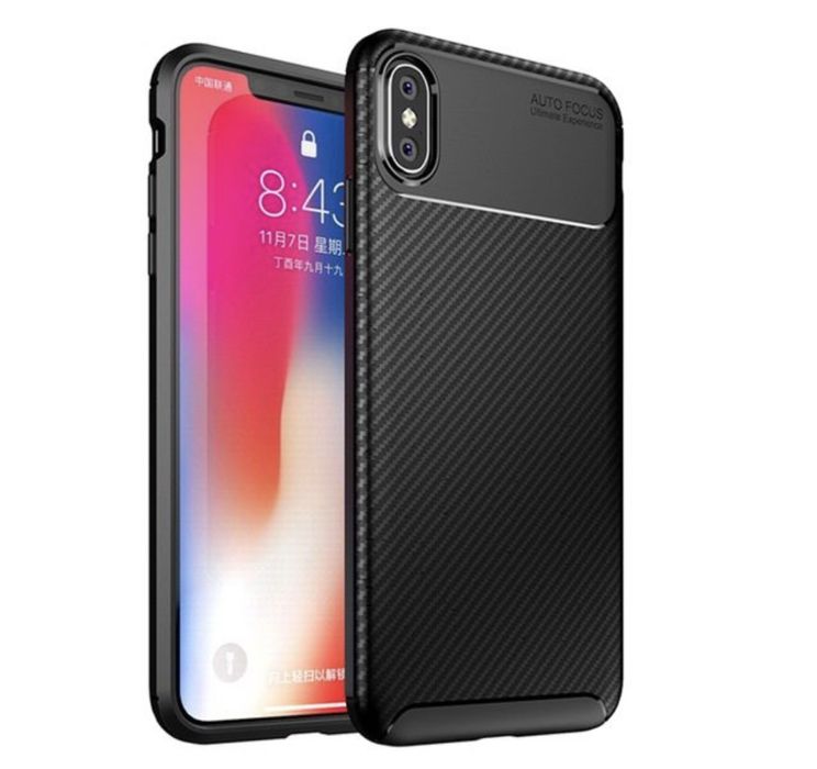 Iphone XR XS MAX X Husa TPU Carbon Case Black 0.3mm
