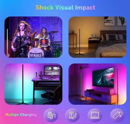 BEDEE LED RGB подова лампа, ъглова смарт лампа, 16 милиона цвята