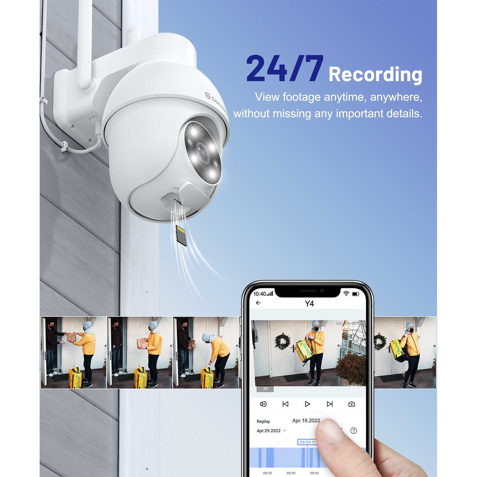 WIFI Камера за наблюдение Galayou Y4 2K PTZ 335° ротация