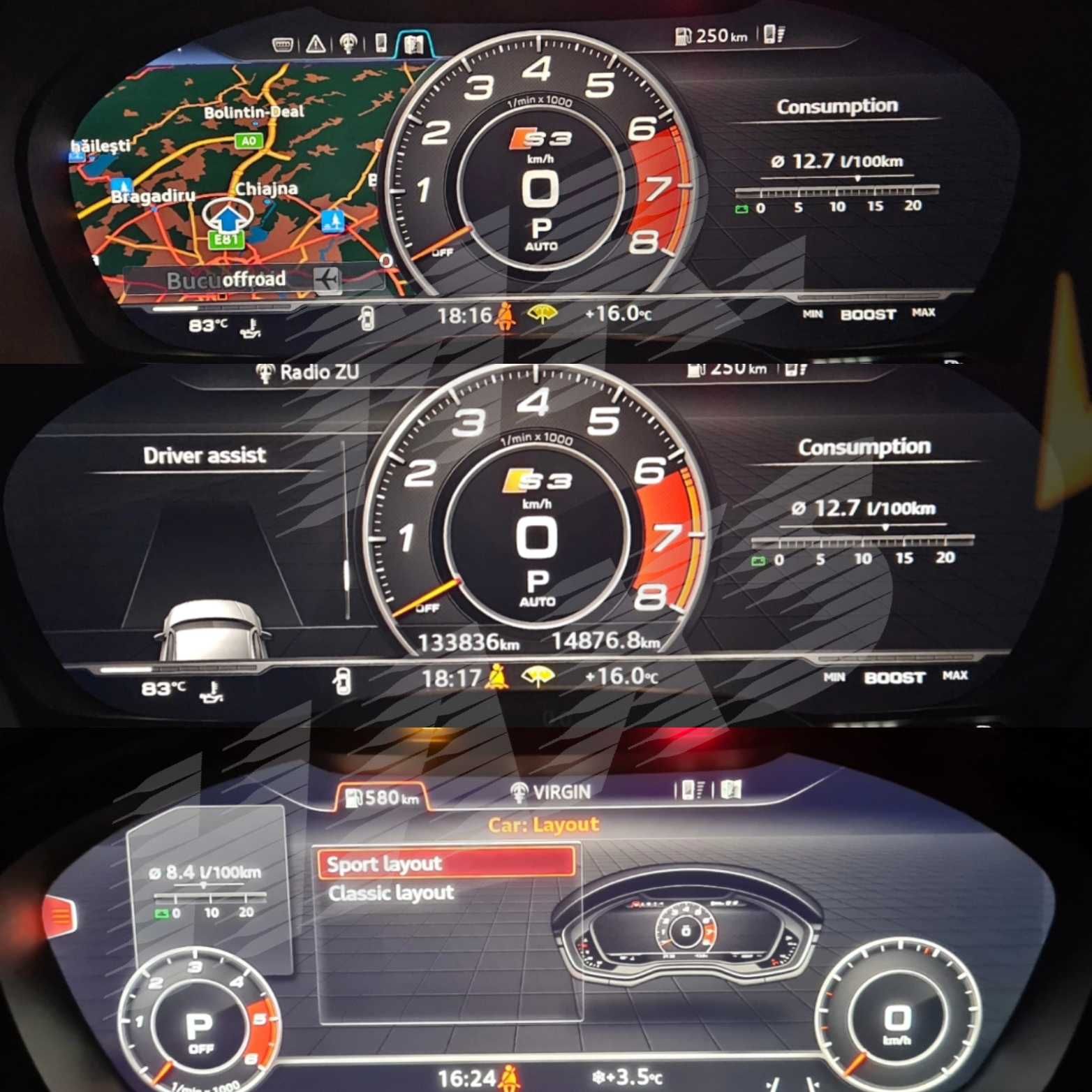 Activare afisaj sport layout Virtual Cockpit Audi TT A3 A4 A5 Q2 Q5 Q7