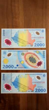 Bancnote 2000 lei cu eclipsa de soare