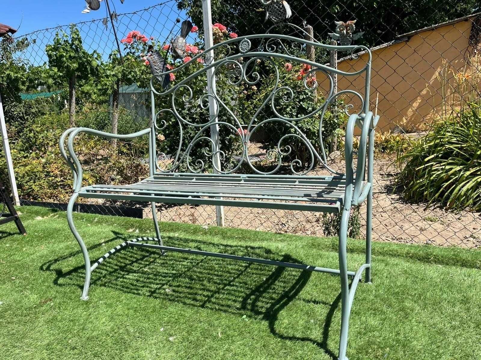Banca de gradina din metal,culoare vintage gri antichizat.