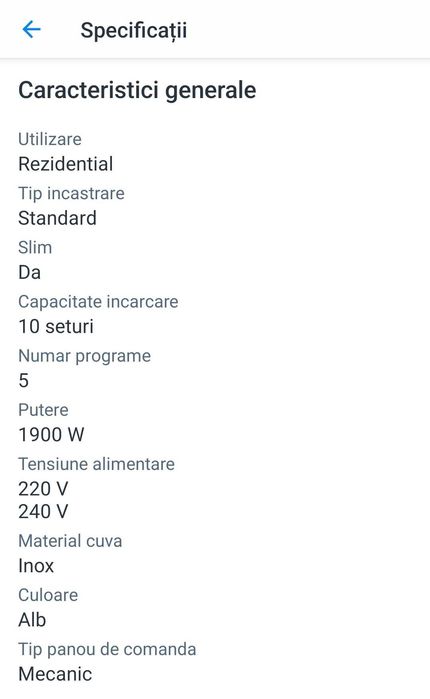 Masina de spalat vase Whirlpool WSFE 2B19, 10 seturi, 45 cm, Alb