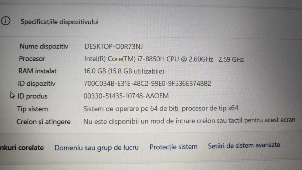 Laptop Dell Latitude 5591 i7 8850H