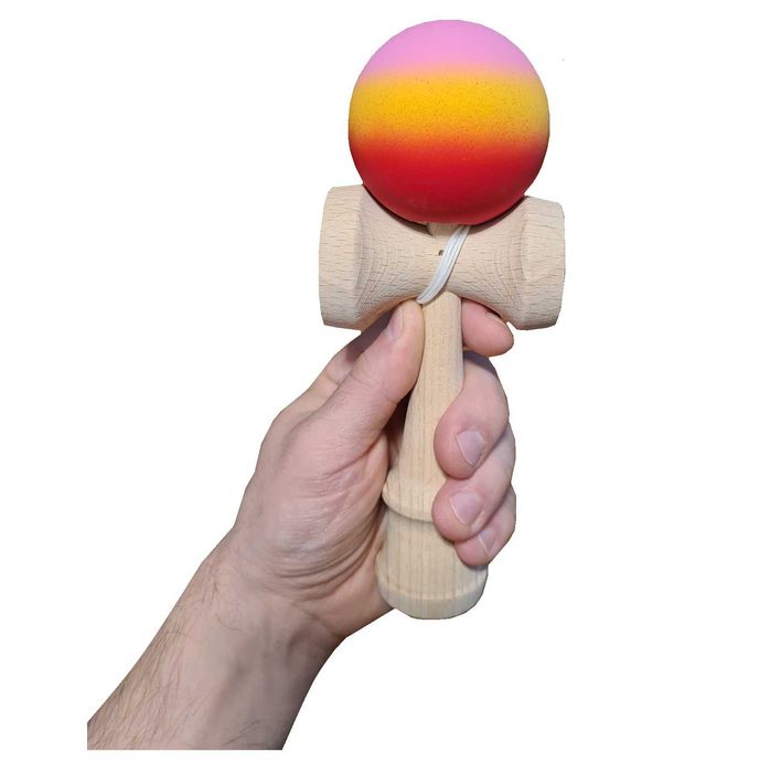 Kendama profesionala lemn fag 18 cm, vopsea aderenta mata, Solar Flare