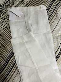 Pantaloni din in 100% albi, noi cu eticheta, marimea 34
