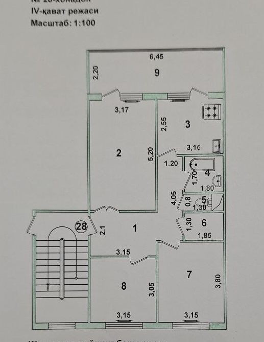 3-х комнатная квартира Чиланзар-5 метро Новза (Хамза)