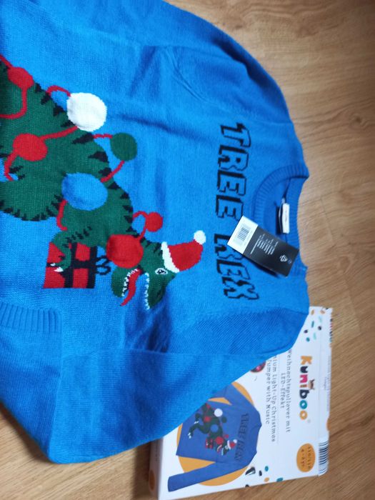 Детска  блуза с коледни мотиви и лампички