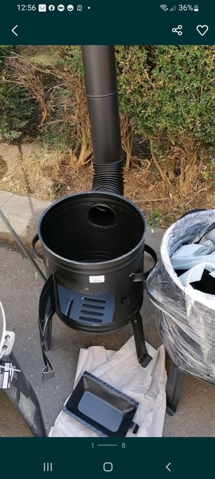 Sobă din tablă neagră +ceaun emailat 100L  50 cm / 53 cm/ 56 cm/ 58 cm