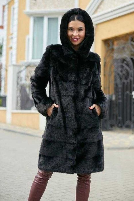 Haină din Blană de Vizon 2in1  , Haină de nurcă,  culoare negru