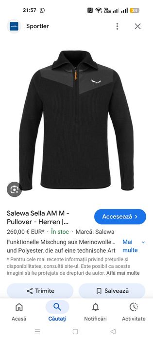 Pulover groasa Salewa Sella AM mărime M